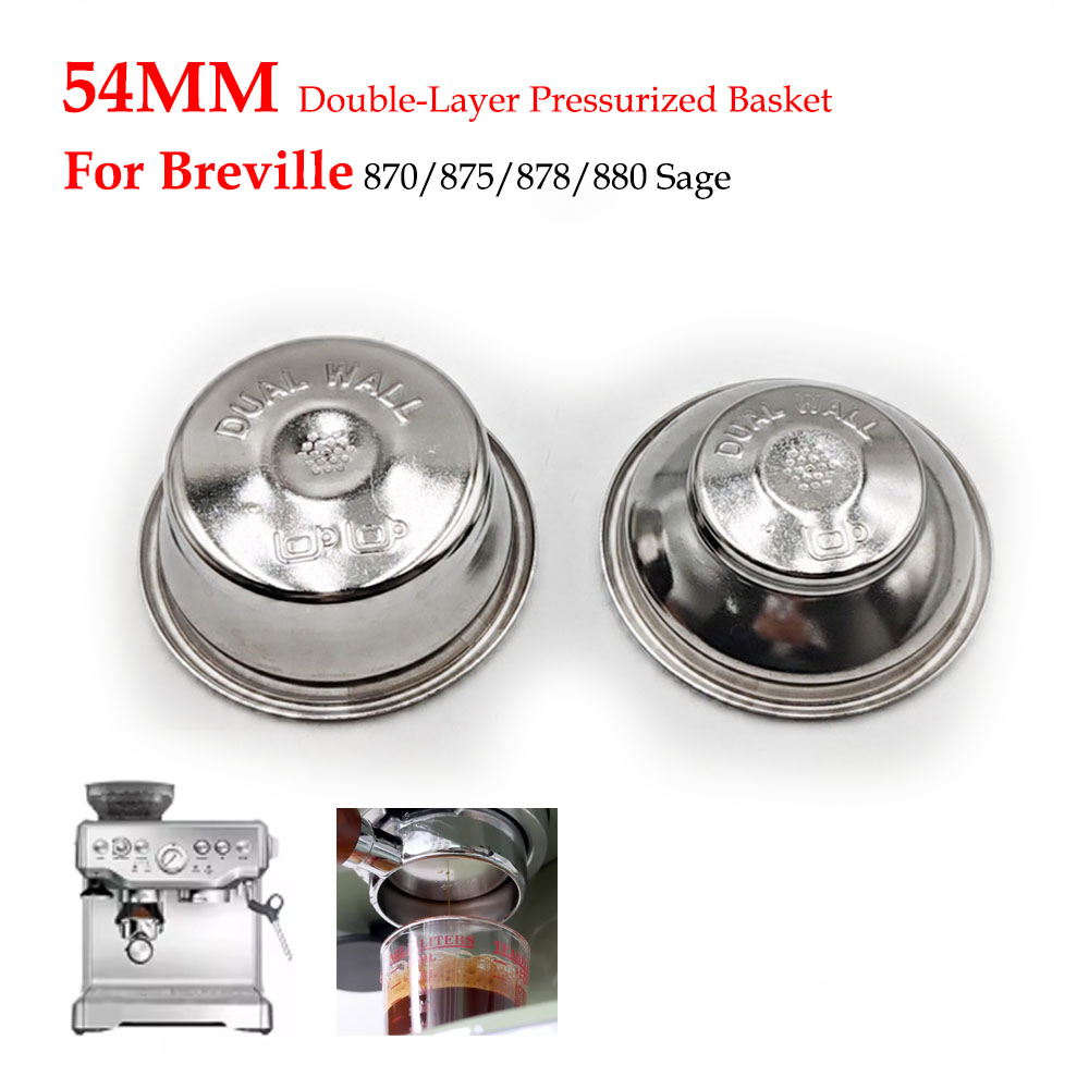 Coffee Tea Press - 54mm Dual-Layer Pressurized Filter Basket (Dual/Single