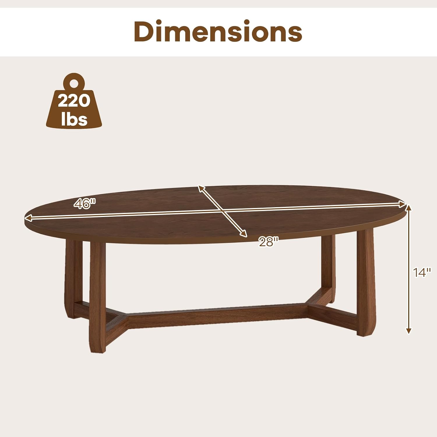 Oval Coffee Table, Wooden Cent - Coffee Tea Room ulasan dan harga