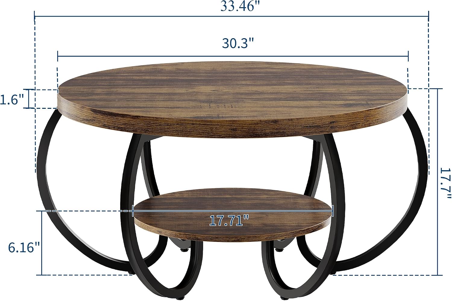 Round Coffee Table, Industrial - Coffee Tea Room ulasan dan harga