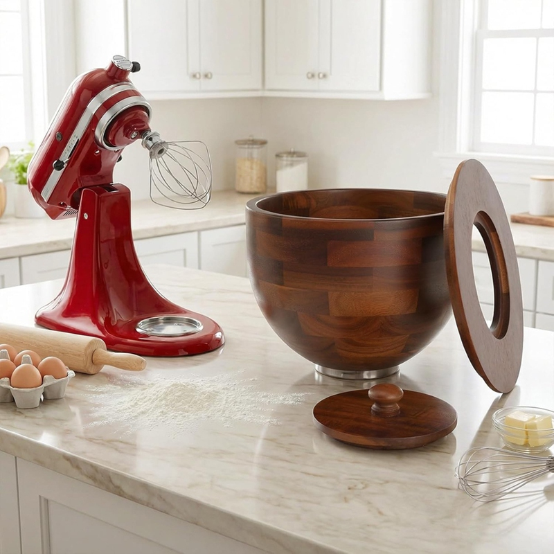 ◉Wood Mixing Bowl for Kitchen  - Kitchenaid Mixer Hand Mixer ulasan dan harga